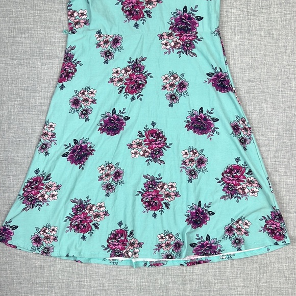 Ultra Flirt Turquoise & Purple Floral Skater Dress Juniors Size Small - Picture 5 of 6